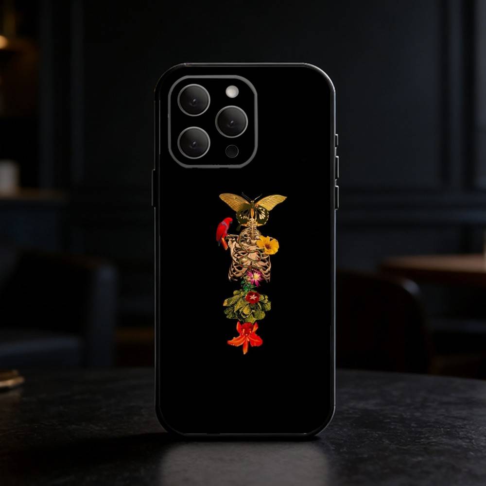 Anatomy Skeleton Phone Case For iPhone 17,16,15,14,13,12,11 Plus,Pro Max,SE4Soft Silicone Black Cover