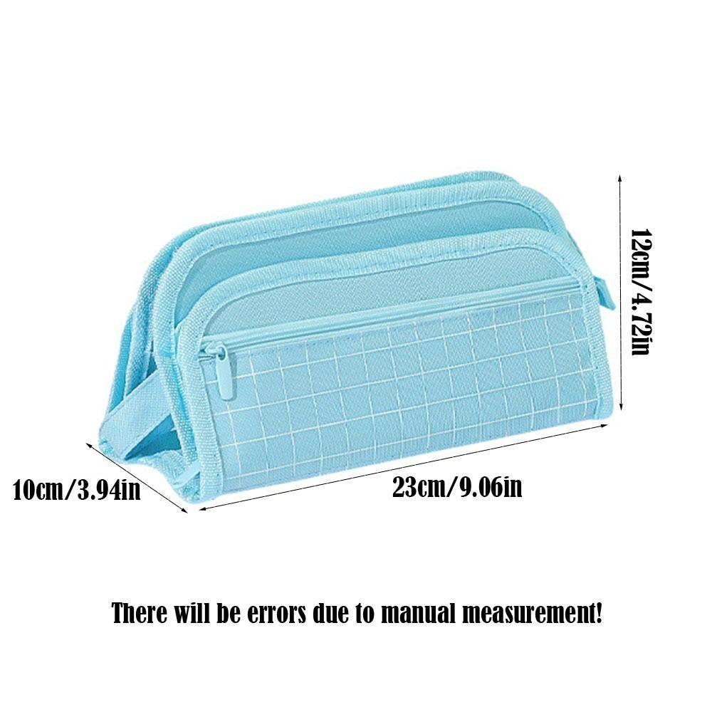 Simple Checkered Pencil Case Large Capacity Multi-layer Pen Bags Triangle Pencil Bag School Supplies