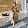 Giacca a vento con colletto alla coreana da donna, nuovo design autunnale, sciolta, casual, di media lunghezza, sopra il ginocchio