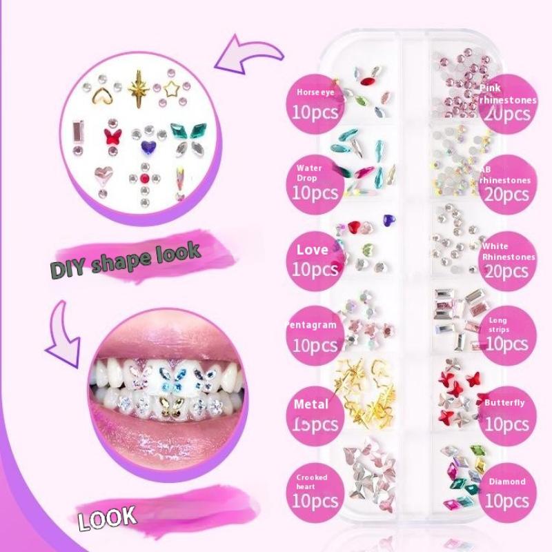 DIY Teeth Glittering Ornament Professional Dental Adhesive Gem Crystals Ornaments Easy To Remove Unisex Dental Decoration