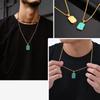 Stainless Steel Rectangle Natural Stone Pendant Necklaces, Minimalist Dainty Chain Necklace, Luxury Fashion Jewelry For Men Gift