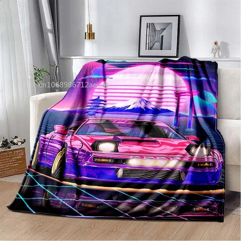 Neon Japanische Kunst Miata Auto Bedruckte Flanelldecke Leicht Warm Plüsch Bett Sofa Stuhl Decke