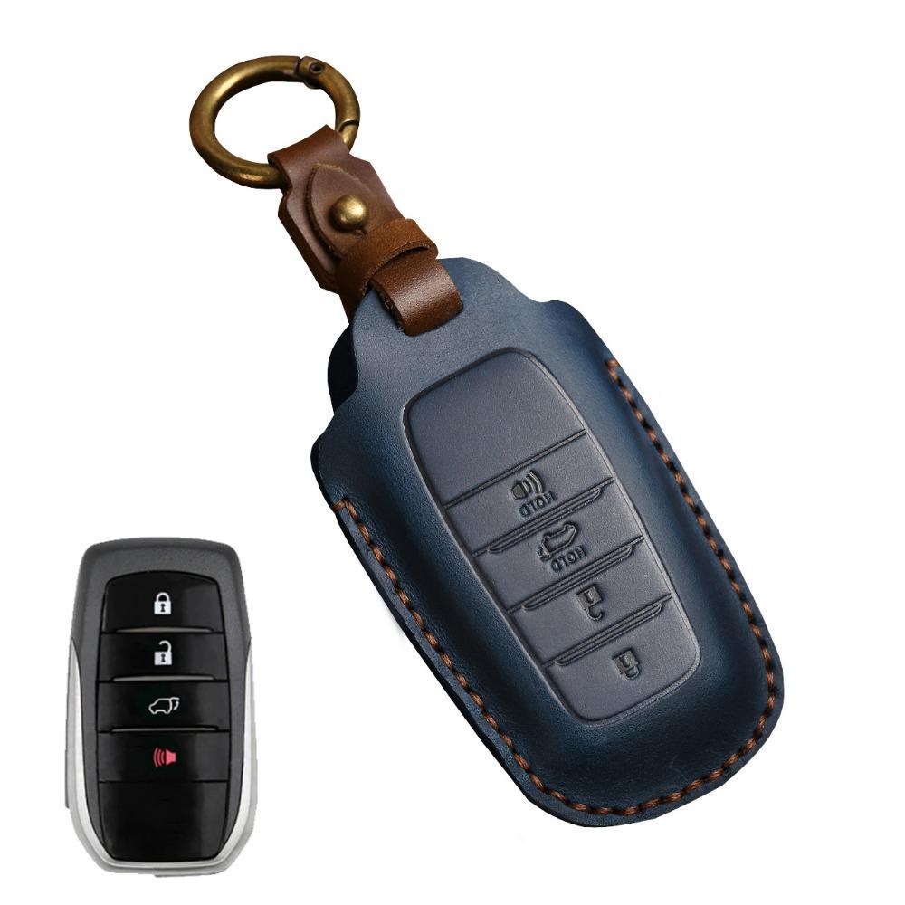 Genuine Leather Key Cover for Toyota Sienna Alphard Highlander Camry Previa Key Fob Protector