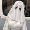 White Phantom Hooded Scarf For Horror Cosplay Stretchy Polyester Fabric Head Cover Ideal For Haunted House Event