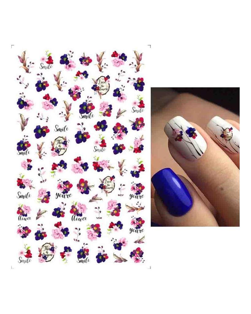 Autocollants 3D pour Nail Art, lignes ondulées abstraites colorées, décalcomanies à fleurs et feuilles florales, décoration d'ongles