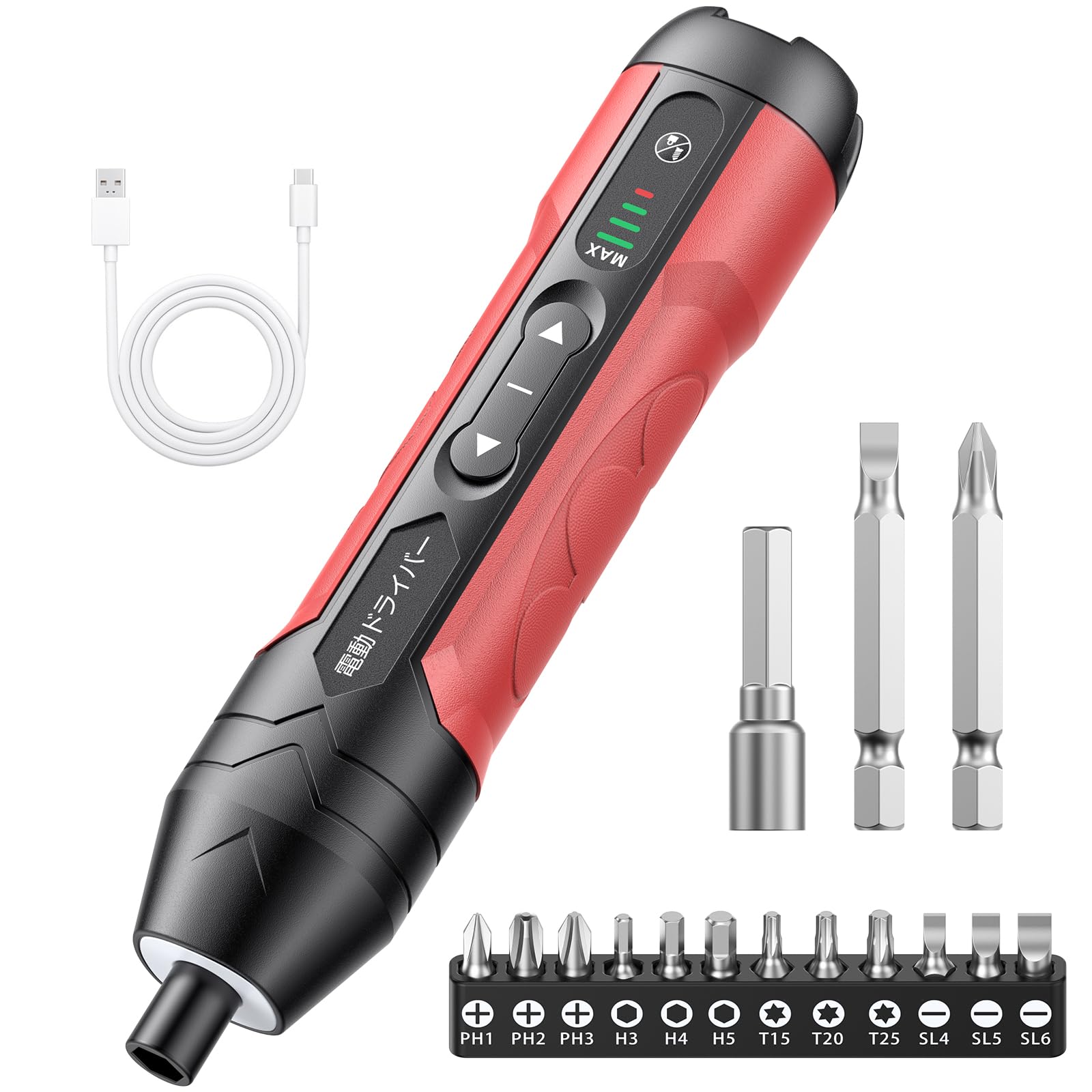 

Electric Screwdriver New Enhanced Rechargeable Screwdriver with 4 LED Alloy 15 Power Ergonomic Easy Easy to Suitable for Home Everyday Appliance Power