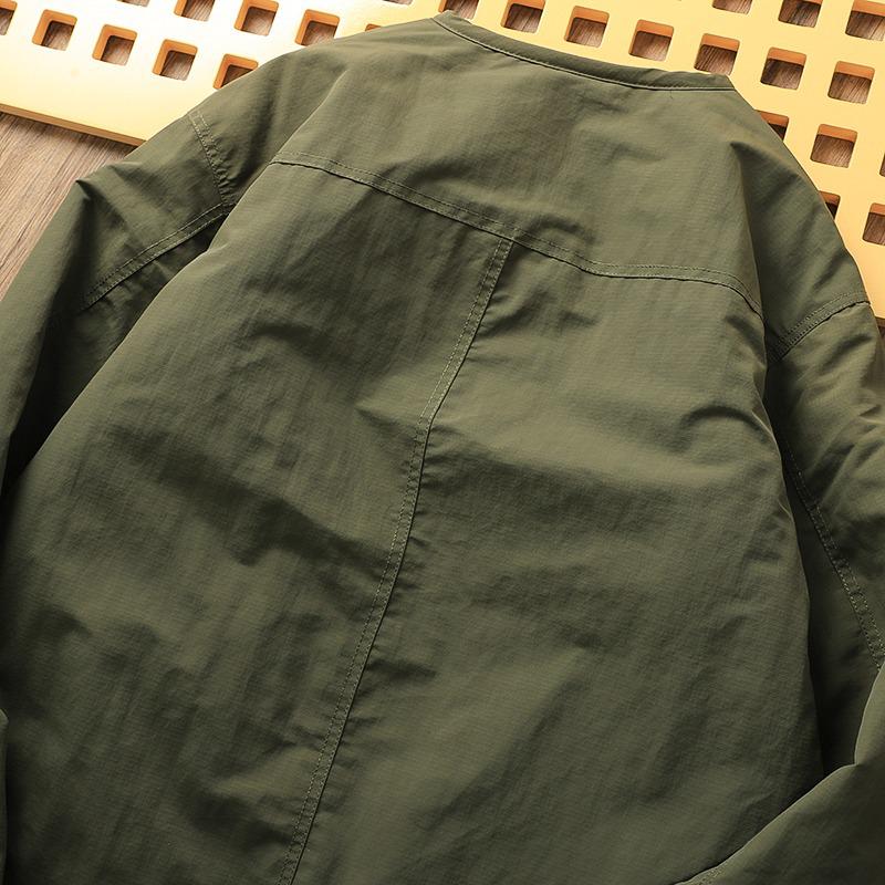 Men's Retro Quilted Cotton Jacket - Warm, Trendy, Loose Fit, Casual V-Neck for Autumn/Winter