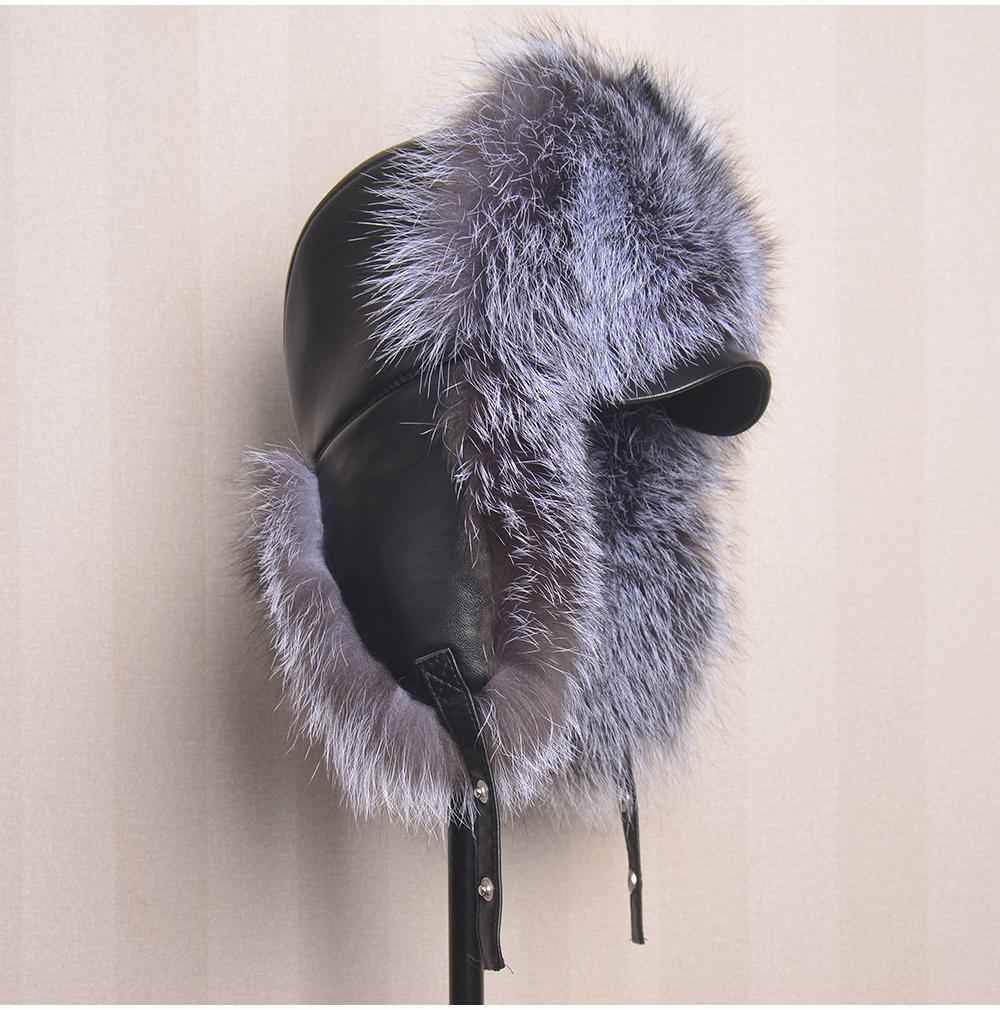 Hot High-end Luxury Fur Hat Men's Fox Fur Hat Lei Feng Cap Ear Cap Fur Necessary Hat Real Fur Hat 100% Sheepskin Top Fox Hat