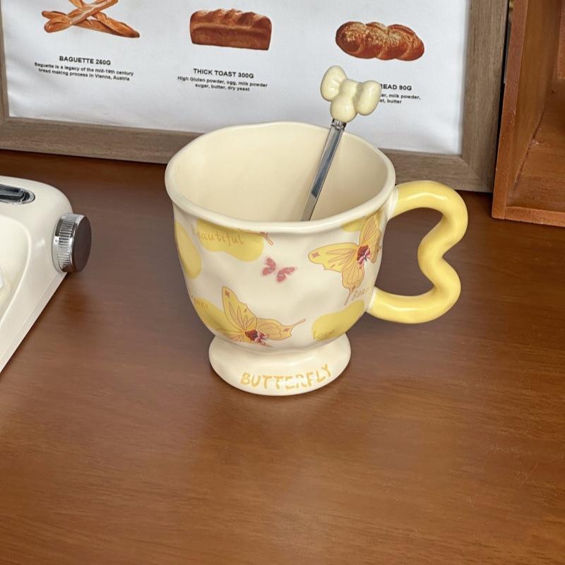 Birthday Gift for Best Friend High Looking Butterfly Ceramic Mug for Girls Practical Gift Souvenir Gift Box