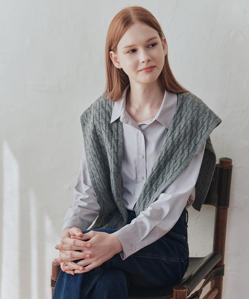 ZEROSTREET [2 Colors] Wool Twist Knit Shawl