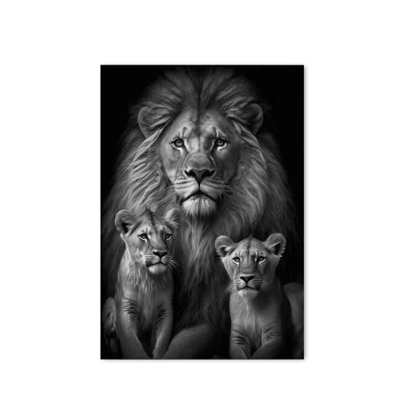 

Современное искусство животных Лев Мать и дитя Плакаты и принты Скандинавская живопись на холсте Настенные картиныГостиная Украшение дома 30x40cm No Framed