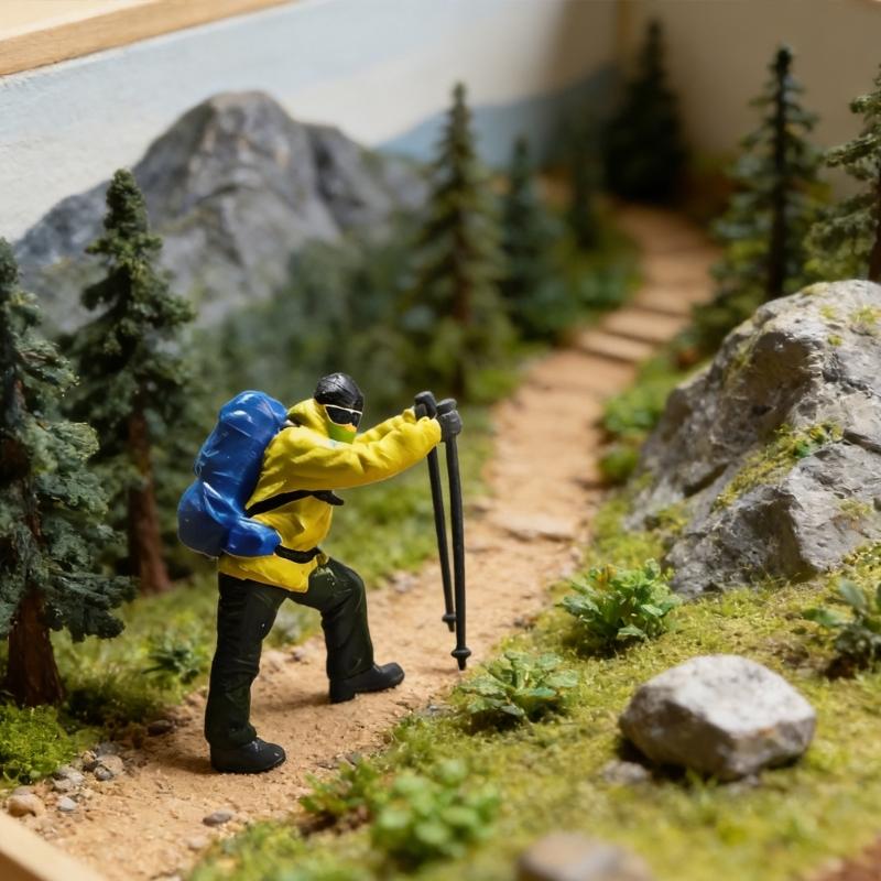 1:87 Scale Miniature Hiking Backpackers Rock Climbing Resin Figurines For Home Decors And Model Displays