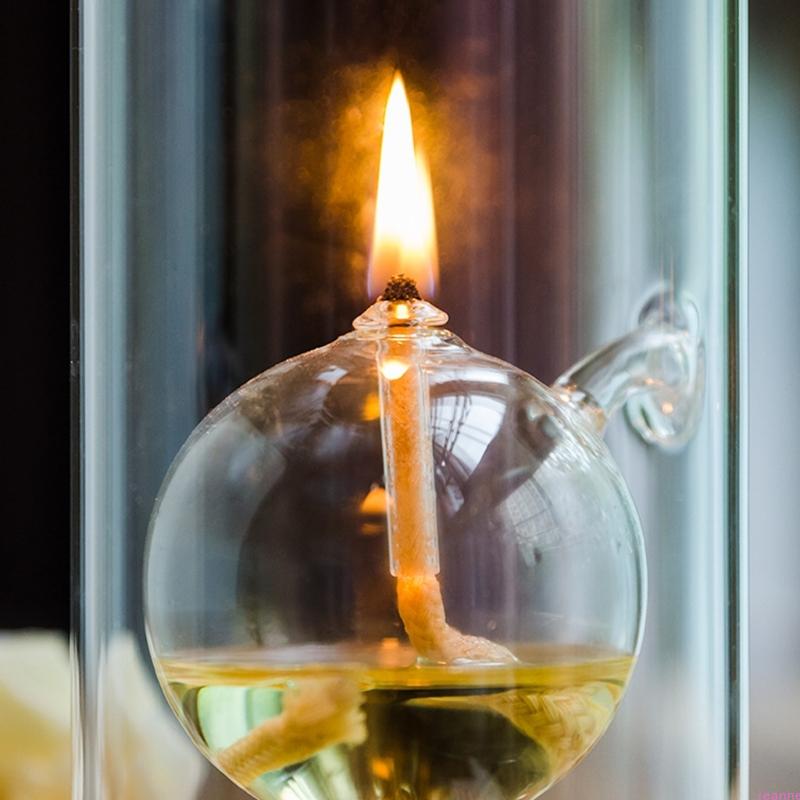 Fuels Refillable Glass Oil Candle Liquid Candle Outdoor Indoor Clean Burning with Wicks Use with Liquid Paraffin Lamp Oil