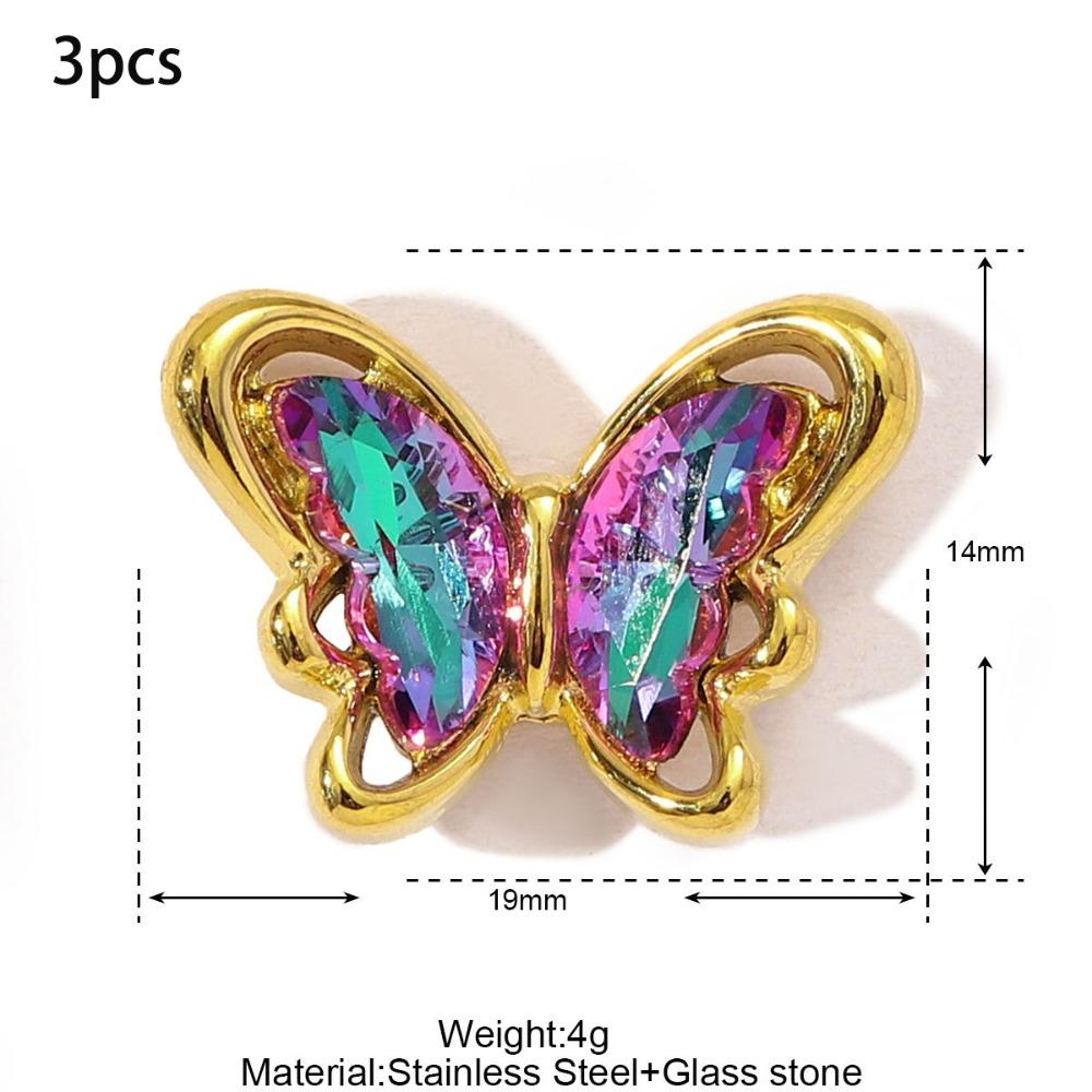 3pcs Stainless Steel Cross Charm Vintage Heart Charm Fashion Cubic Zircon Pendant Gift