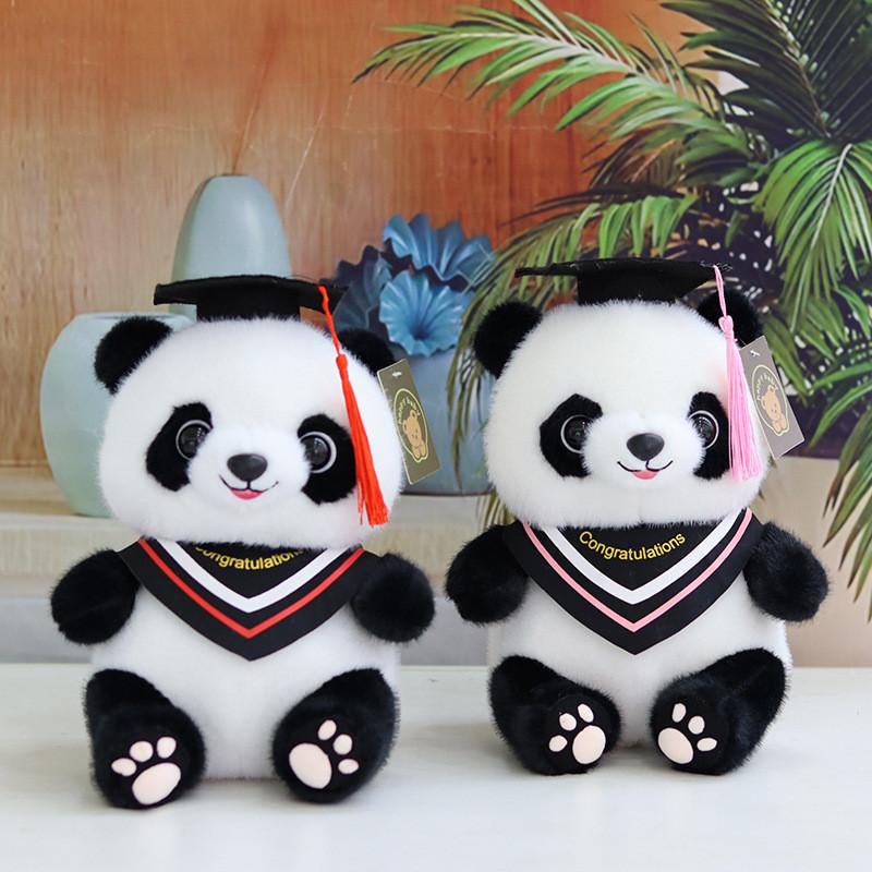 Charming Graduation Panda Plush Toy Adorable Stuffed Animal With Customizable Logo