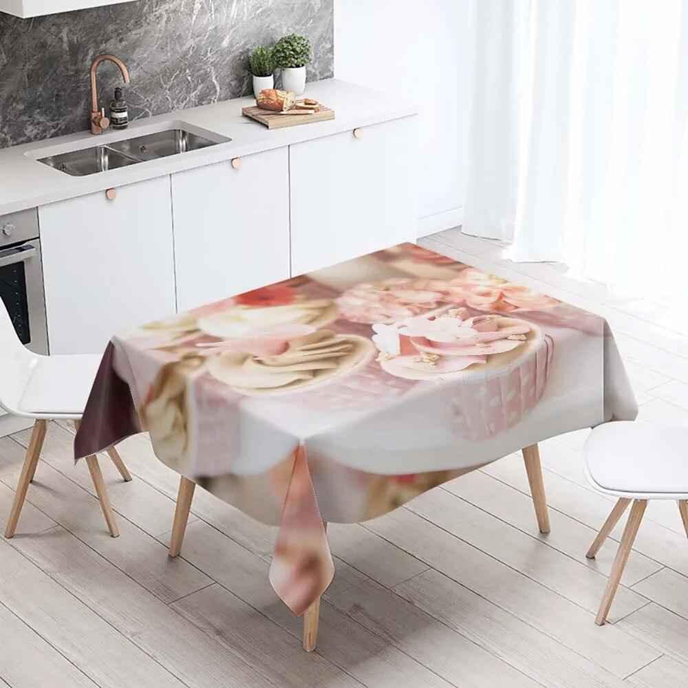 Gourmet Petit Cake Tablecloth Waterproof Rectangular  Wedding Party Decoration Restaurant Kitchen Home