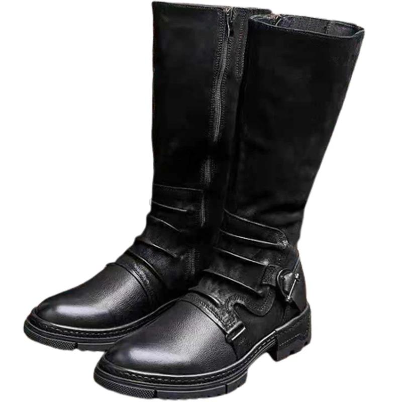 Men'S Boots  Spring And Autumn Mid Length Boots Casual Men'S Boots Black Brown Size 38-48