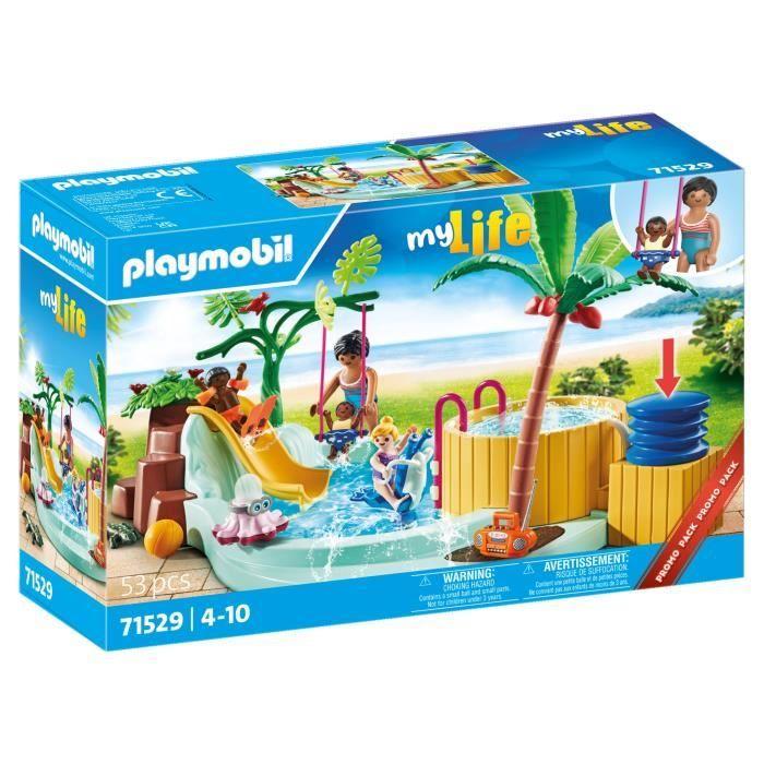 PLAYMOBIL 71529 Vacanciers avec piscine et bain à bulles - My Life - Dès 4 ans - Jeu de rôle créatif