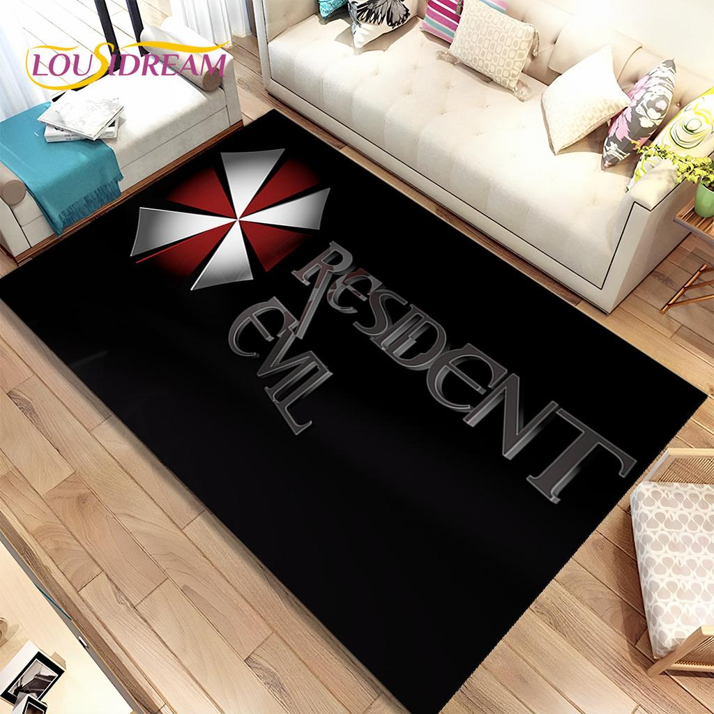 3D R-Resident Evil Games Gamer-Teppich, Teppich für Wohnzimmer, Schlafzimmer, Sofa, Fußmatte, Dekoration, rutschfeste Bodenmatte für Kinder