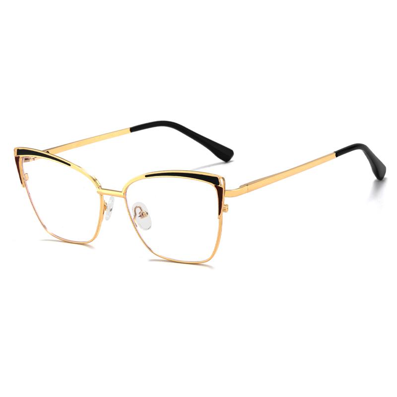 New Cat Eye Fashion Eyeglasses Custom logo Women Optical Blue Light Optical Glasses Metal Eyeglasses Frame