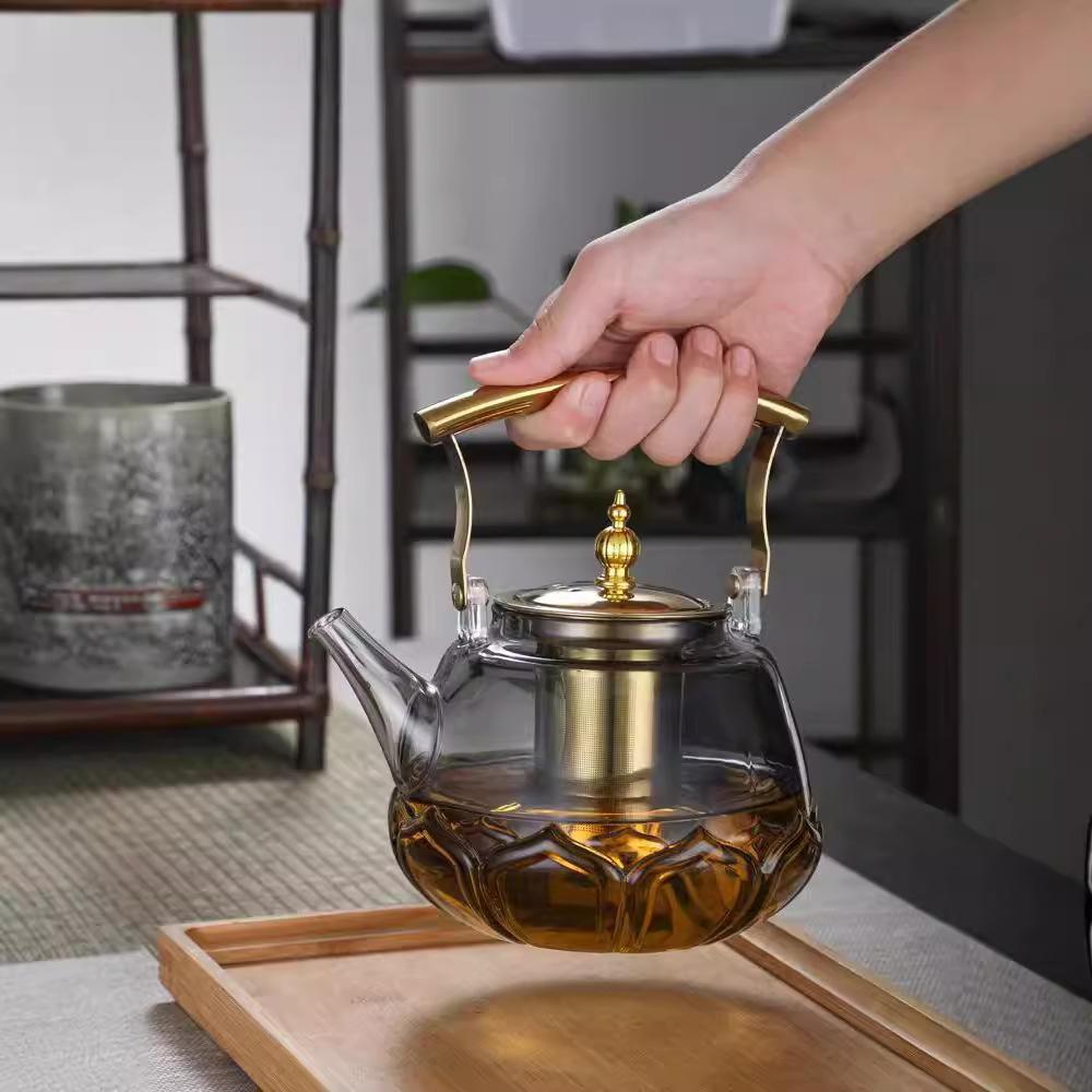 Large Capacity Thickened High Borosilicate Glass Product Boiling Teapot Smoke Grey Tea Brewing and Health Preservation Teapots