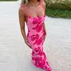 Floral Embroidery O-neck Backless Sleeveless Female Dresses Slim Hip Package Party Lady Evening Robe