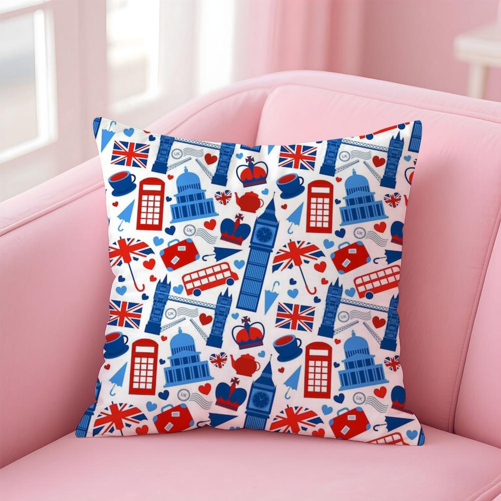 LOVE England Printed Cushion Cover Comfortable Reversible Pillow Cover Ideal for Car Sofa Bedroom & Beyond