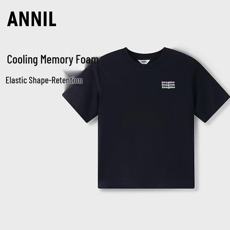 Annil Kids  2026 Summer Round Neck Short Sleeve Knit T-Shirt 120