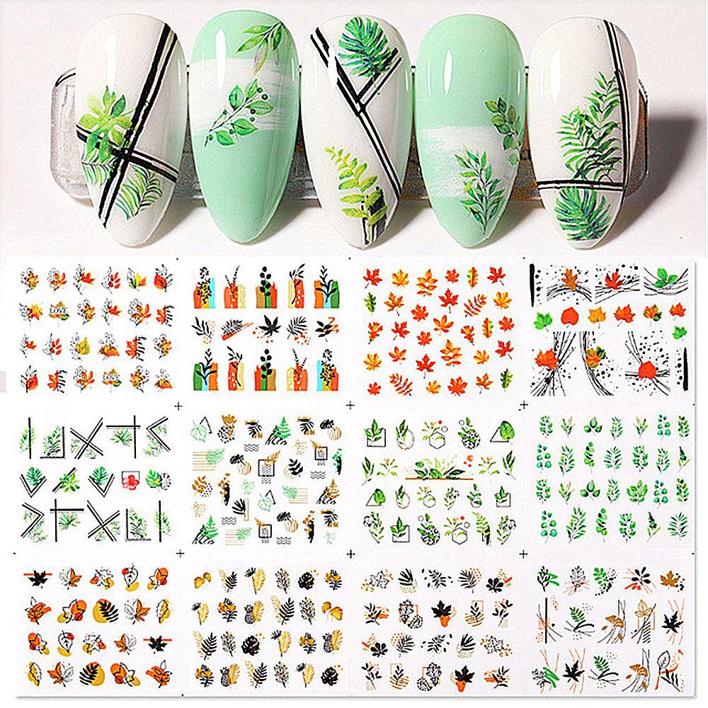 

Летние маникюрные украшения, водные наклейки, наклейки на человеческое лицо, геометрические цветы, наклейки для ногтей, лист