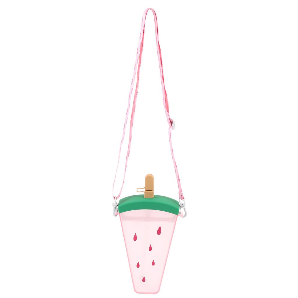 Ice Pop-Shaped Water Bottle Adorable Leakproof Outdoor Cold Beverage Cup Portable Drinking Straw Bottle with Strap