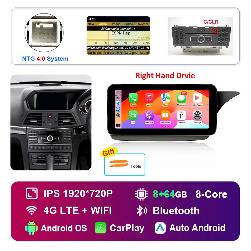 10.25'' Right Hand Drvie for Mercedes Benz E Class C207 W207 2009 - 2015 NTG 4.0 4.5 System Android Car Radio Multimedia Player
