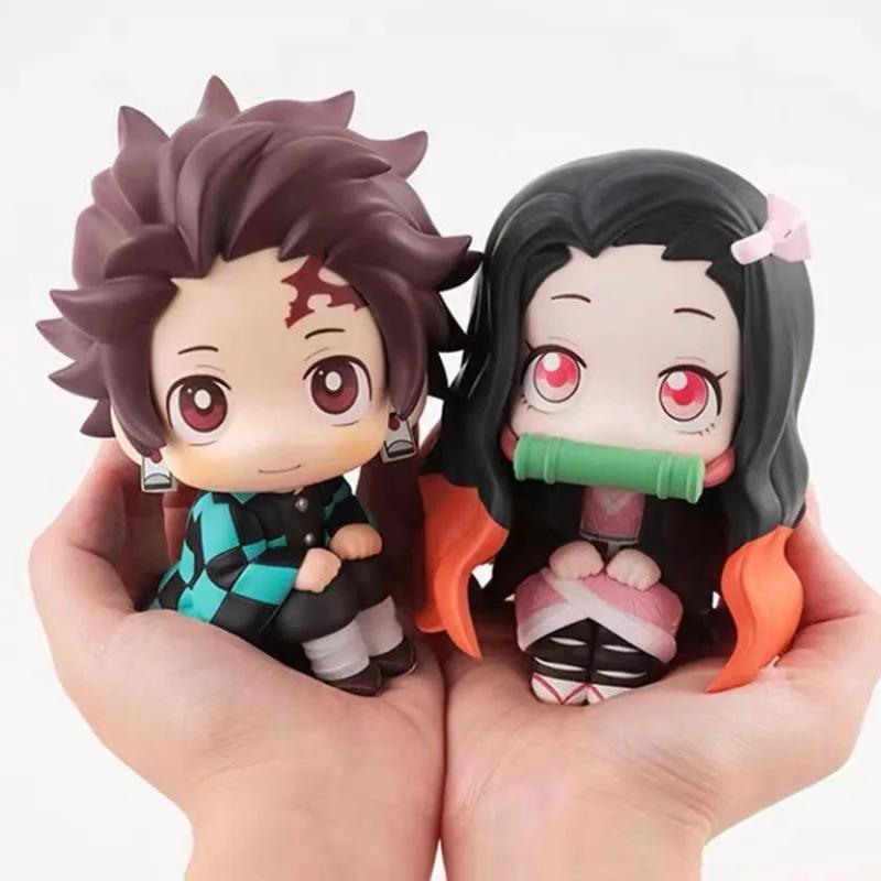 Anime Demon Slayer Figure Kamado Nezuko Kamado Tanjirou Kawaii Q Version Action Figural PVC Model Toys Gift