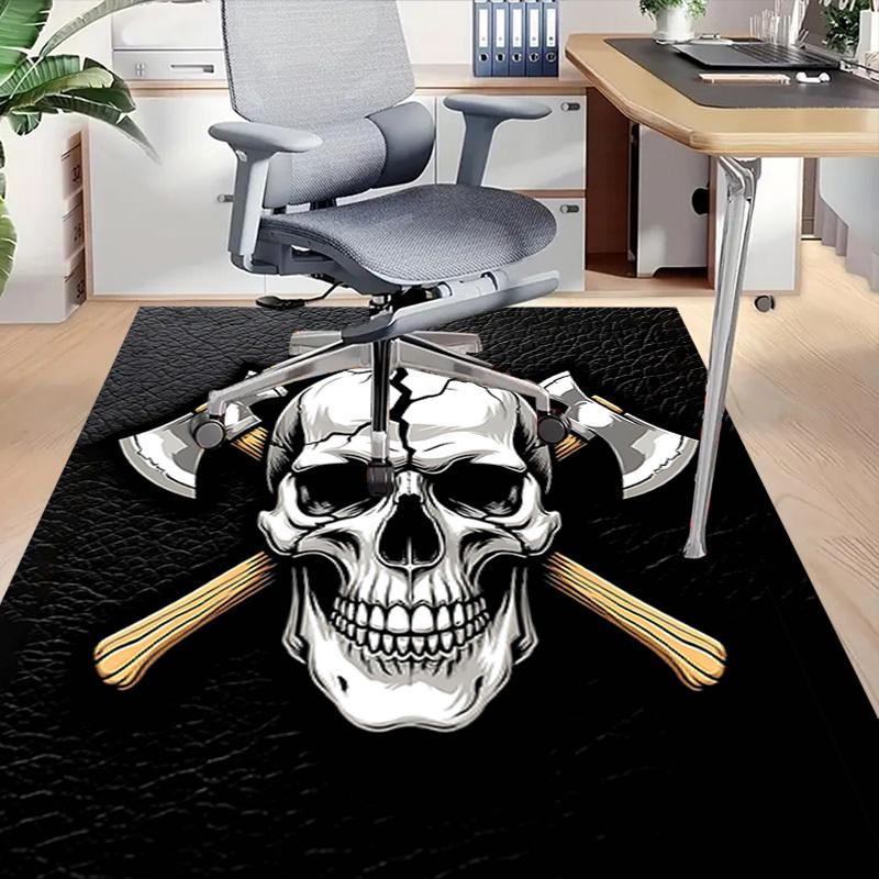 1PC Skull Axes Non-Slip Floor Carpet Compatible for Office&Living Room&Bedroom&Dining room - Flat-Weave Machine-W256