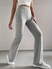 2025 Women's Autumn Knitted Ribbed Flared Pants - Solid Color Casual Micro-flare