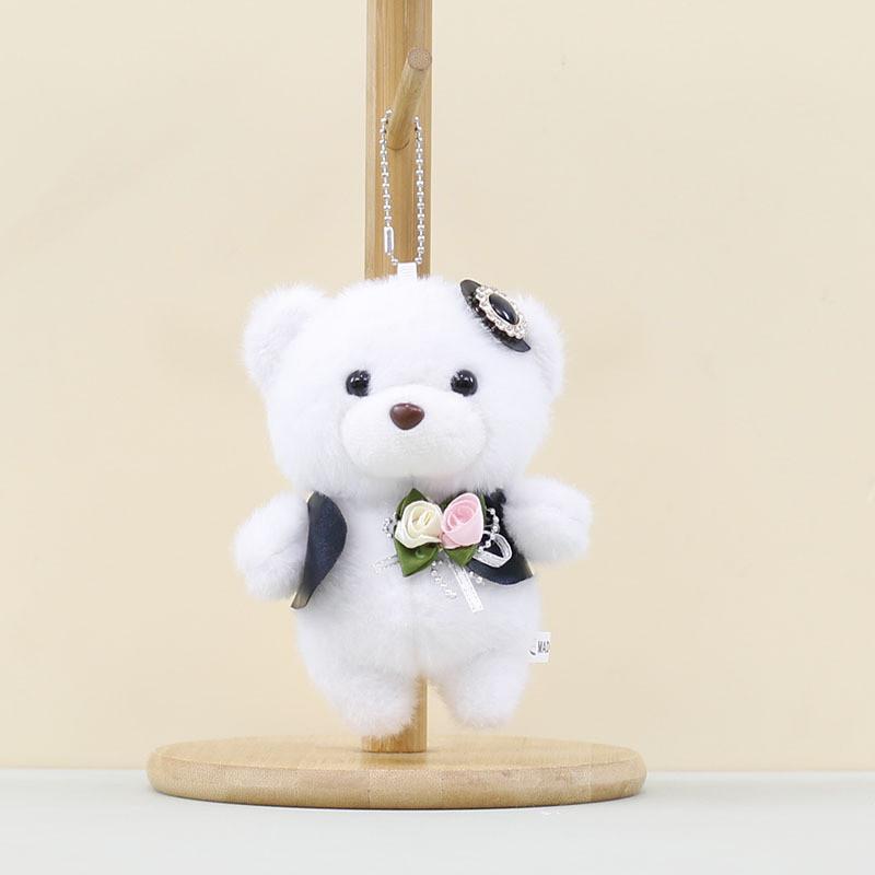 Cute Wedding Bear Plush Pendant Plush Keychain With Short Plush For Ideas Gift