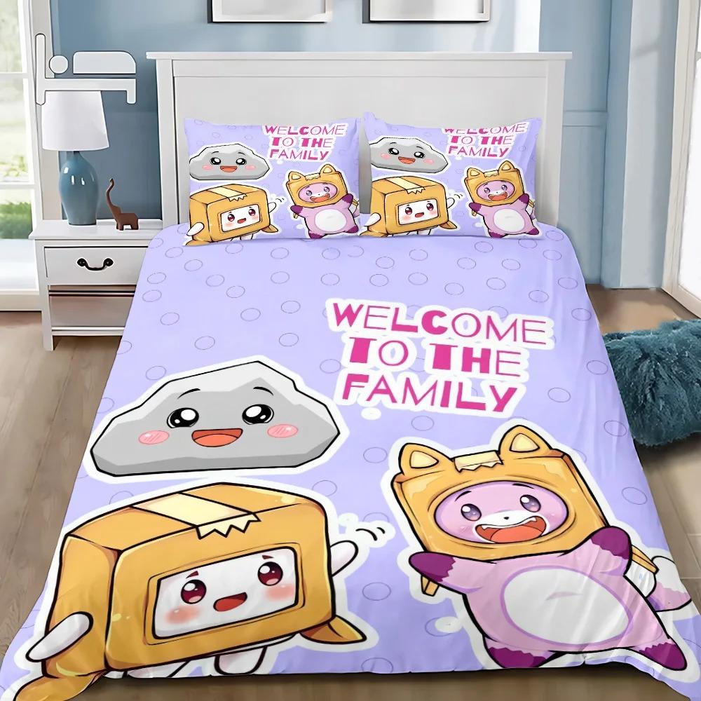 Kreskówkowy Pokrowiec na Kołdrę Poszewka na Poduszkę Zestaw Pościeli L-Lankyboxes Dorosły Chłopak Dziewczyna Dekoracja Sypialni Dzieci Prezent Pojedynczy Podwójny Duży Rozmiar