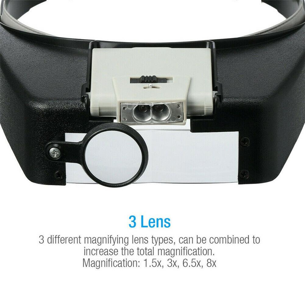 Auto Retractable Head  LED Headband Magnifier Illuminated Visor Glasses Loupe Illuminated Visor Glasses Loupe LED