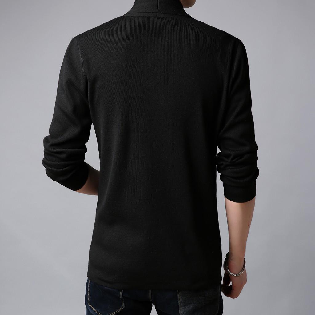 Men's Casual Solid Knit Trench Coat Jacket Cardigan Long Sleeve Outwear