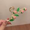 Flower Metal Hair Claw For Women Gold Silver Cross Crab Hair Clip Korean Elegant Hairpin Girl Hair Accessories