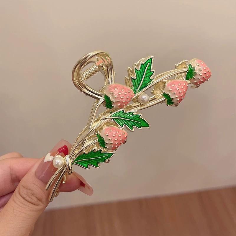 Flower Metal Hair Claw For Women Gold Silver Cross Crab Hair Clip Korean Elegant Hairpin Girl Hair Accessories