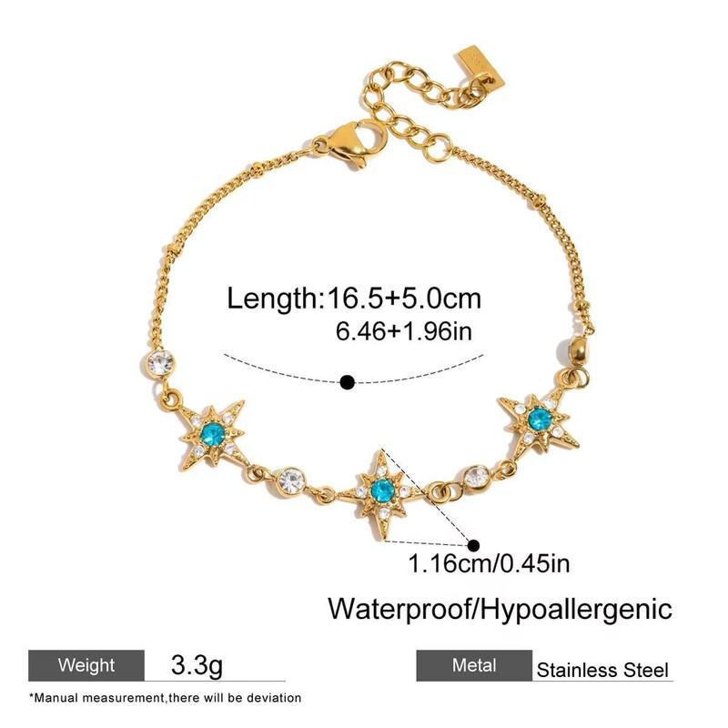 Stainless Steel Star Moon Charm Bracelet Women 18K Gold Plated Lightweight Luxury Minimalist Jewelry
