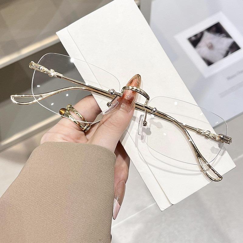 

1pc Fashion Square Rimless Anti-Blue Light Glasses Women Summer Silver Frame Optical Spectacle Eyeglasses Computer Eyewear золотой