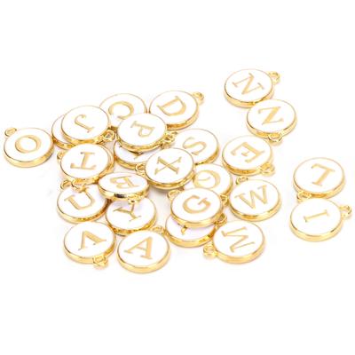 26Pcs Letter Pendant White Dripping Oil Alloy Small Decorative Listing Bracelet Accessories