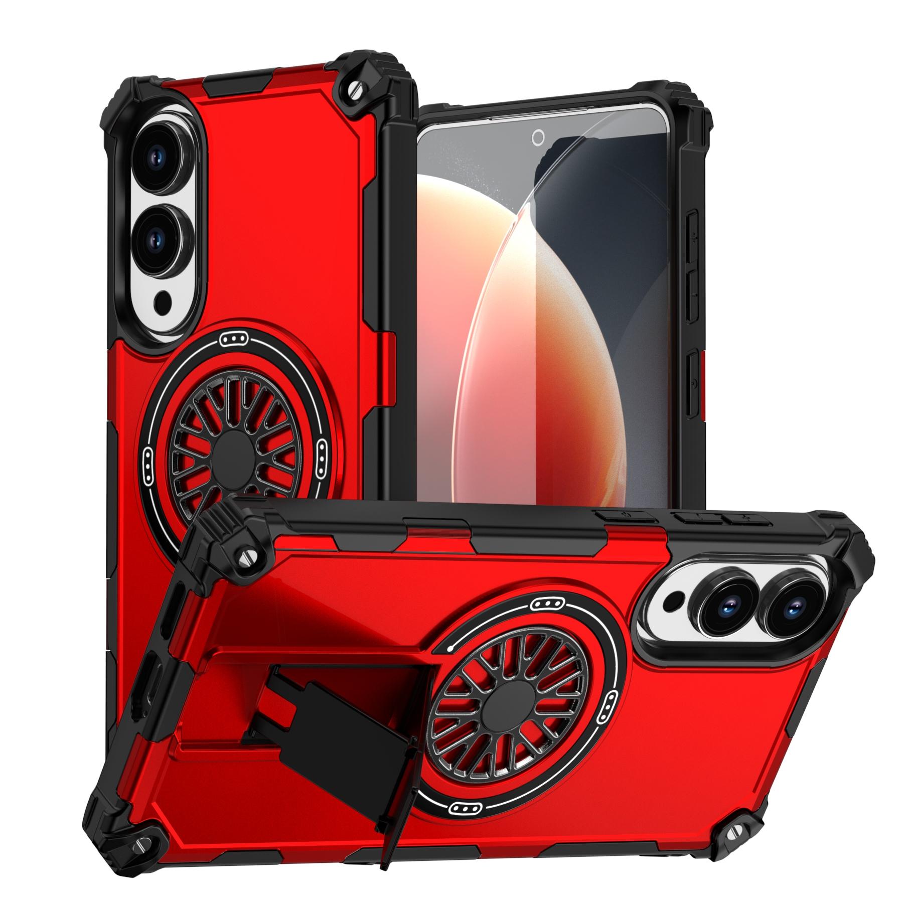 

Чехол-подставка с магнитной беспроводной зарядкой Armor Stand для Samsung Galaxy S25 S24 Ultra Plus A56 A36 A26 A16 A06 S24FE S25Edge Обложка Magsafe For Galaxy A56 5G красный