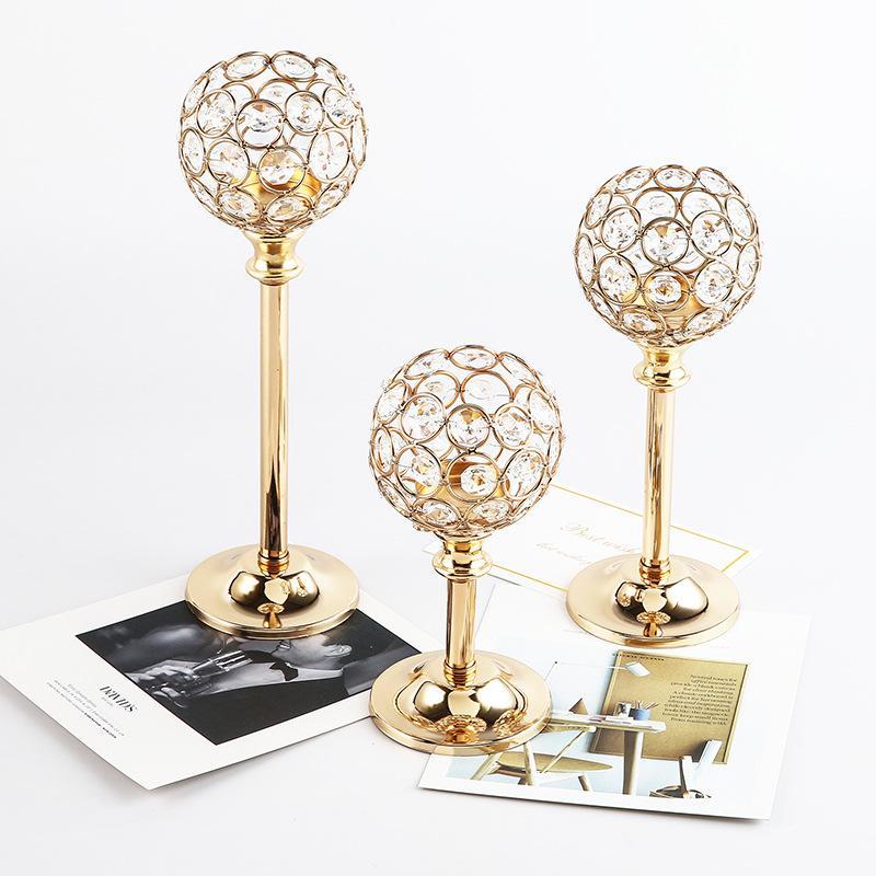 Table Centerpiece Metal Glass Candle Holder 1Pcs Gold Silver Tealight Candlestick for Birthday Party Decor