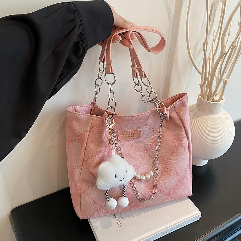 Retro Diamond Women's Bag Summer New Trend Fashion Tote Bag Student Class Large Capacity Underarm Shoulder Bag