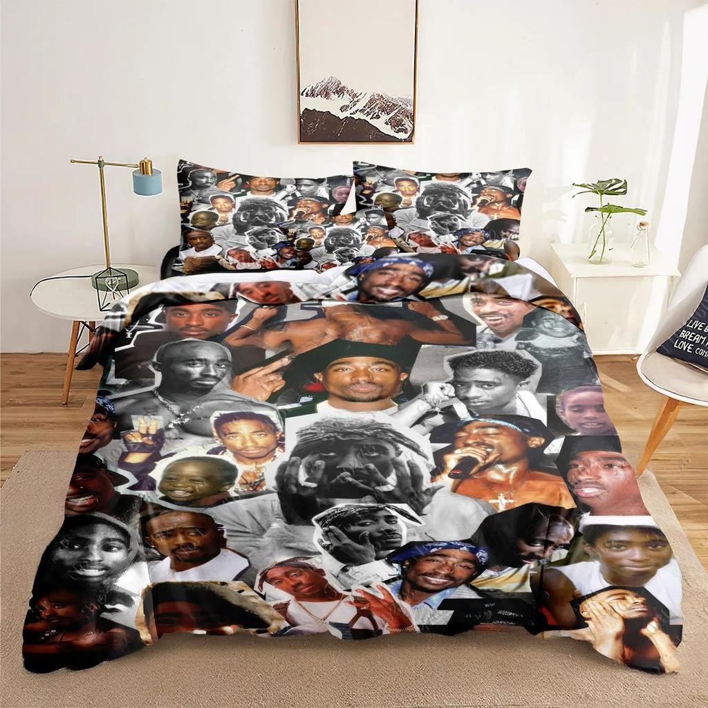 Amaru Shakur Duvet Cover 2Pac Pillowcase Bedding Set Adult Boy Girl Bedroom Decoration Gift Single Double Large Size