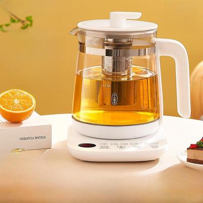 Chigo Multifunctionele Elektrische Waterkoker: Verdikte Glazen Zwarte Thee Maker & Bloemen Theepot Afkookpot Cadeau