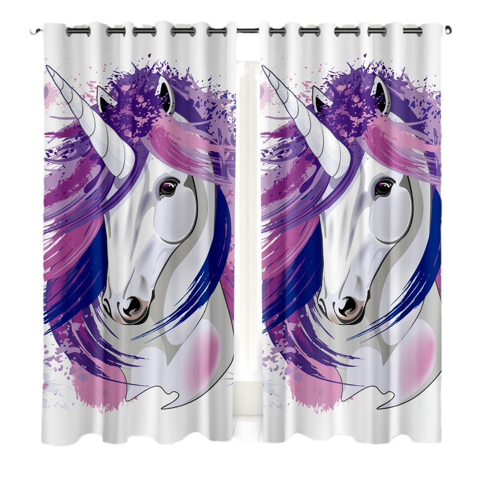 High Density Blackout Curtains Cartoon Curtains Cute Sweet Unicorn Digital Printing Blackout Curtains