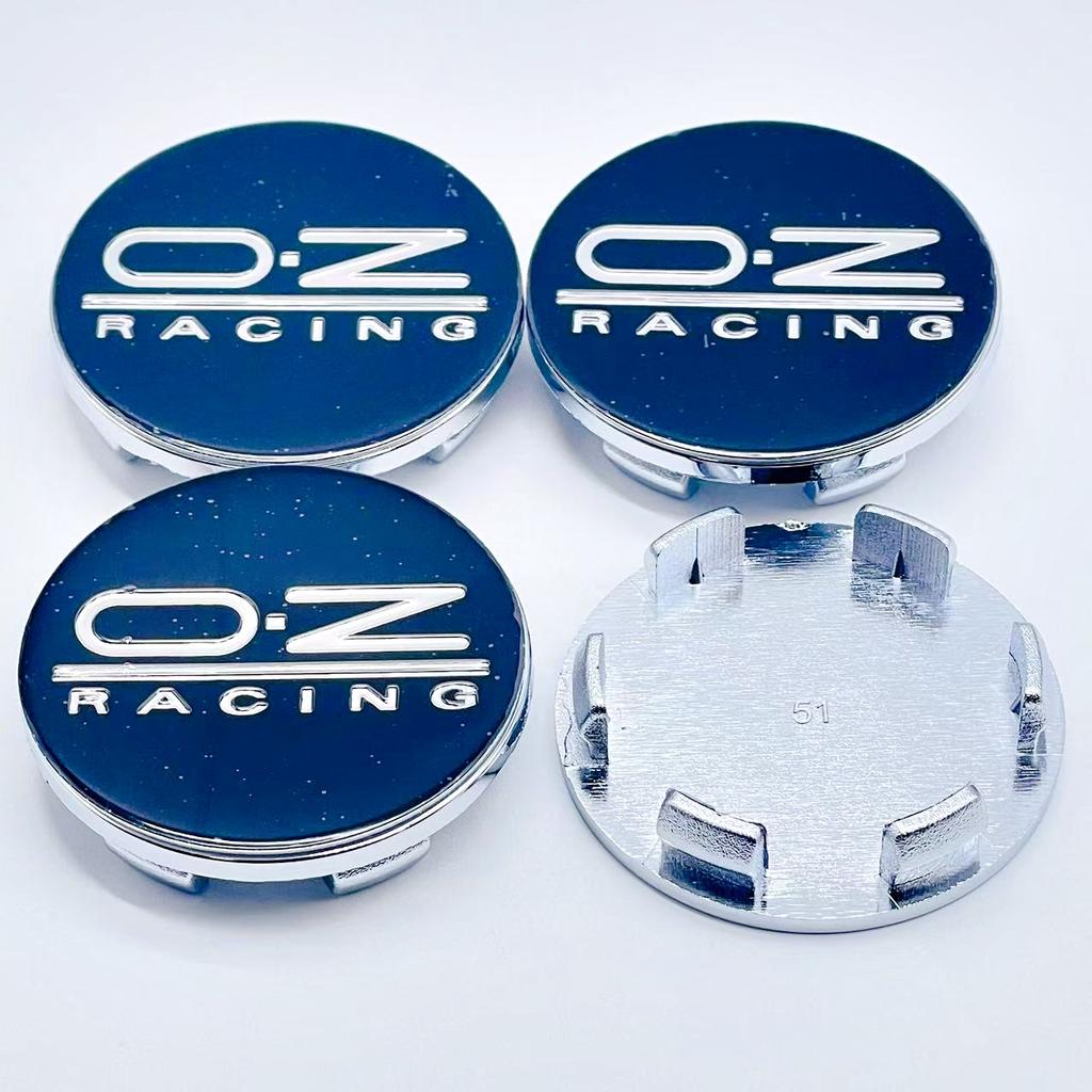 4 SZT. / Zestaw 51 mm OZ Racing O.Z Srebrny / Czarny Nakładka na środek felgi samochodowej Pokrywa Stylingowa Emblemat Odznaka Akcesoria